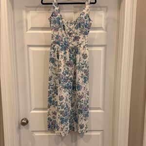 J Crew Cotton Poplin Floral Midi Sleeveless Dress